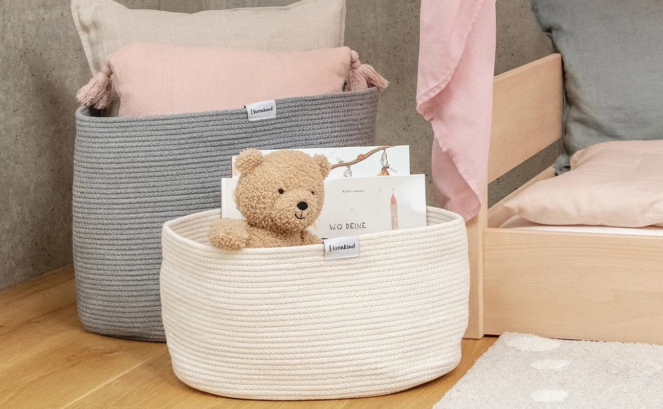 Ehrenkind Aufbewahrungskorb Spielzeugkorb Beige/Natur/Grau - Bild 4