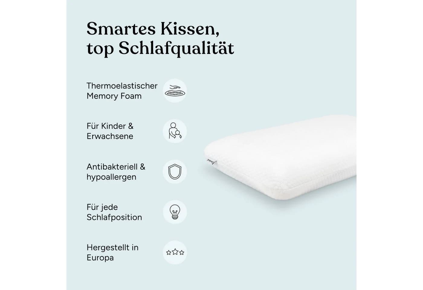 Ehrenkind Nackenstützkissen Memory Foam viskoelastisch, Polyurethan Schaum, ergonomisch, antibakteriell & hypoallergen - Bild 3