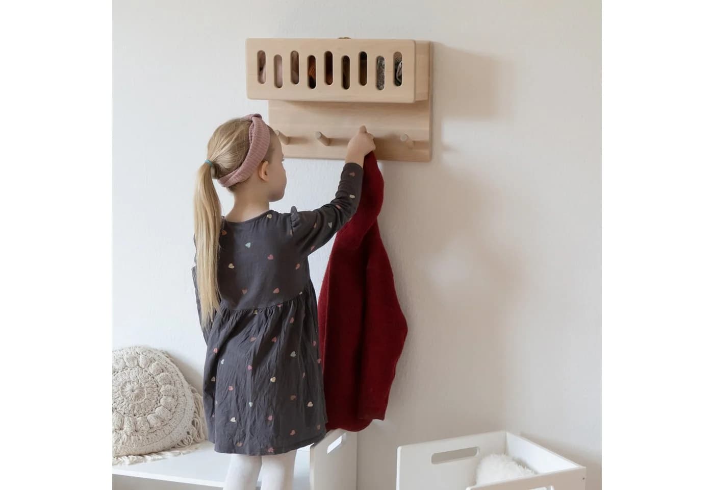 Ehrenkind Wandgarderobe Kinder Weiß Massivholz - Bild 3