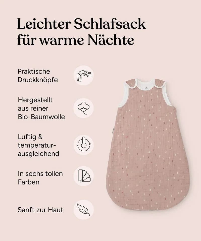 Ehrenkind Babyschlafsack Sommer Rund Musselin 100% Bio-Baumwolle Violett - Bild 5