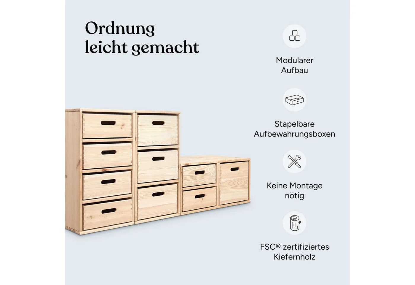 Ehrenkind Kinderregal Aufbewahrungssystem Kiefer Modular - Bild 3