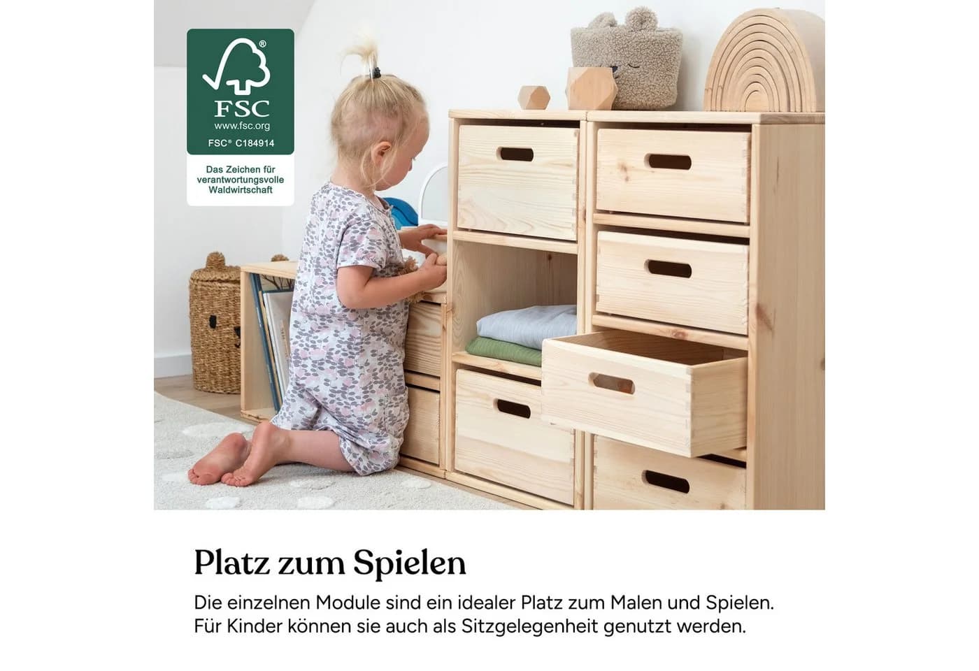 Ehrenkind Kinderregal Aufbewahrungssystem Kiefer Modular - Bild 4