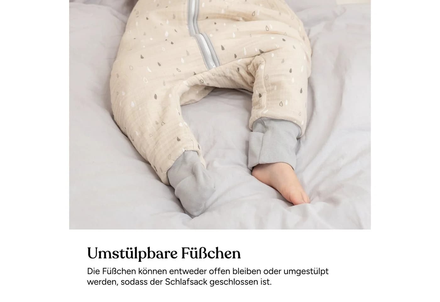 Ehrenkind Babyschlafsack Musselin mit Füßen 2.5 TOG Rosa Bio-Baumwolle - Bild 5