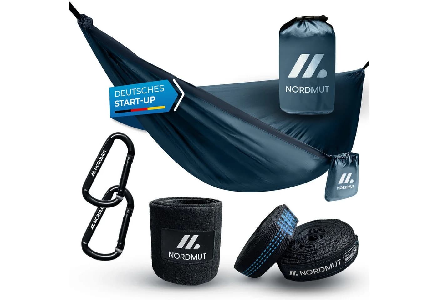 Nordmut Hängematte Outdoor Ultraleicht Blau mit Befestigungs-Set - Bild 2