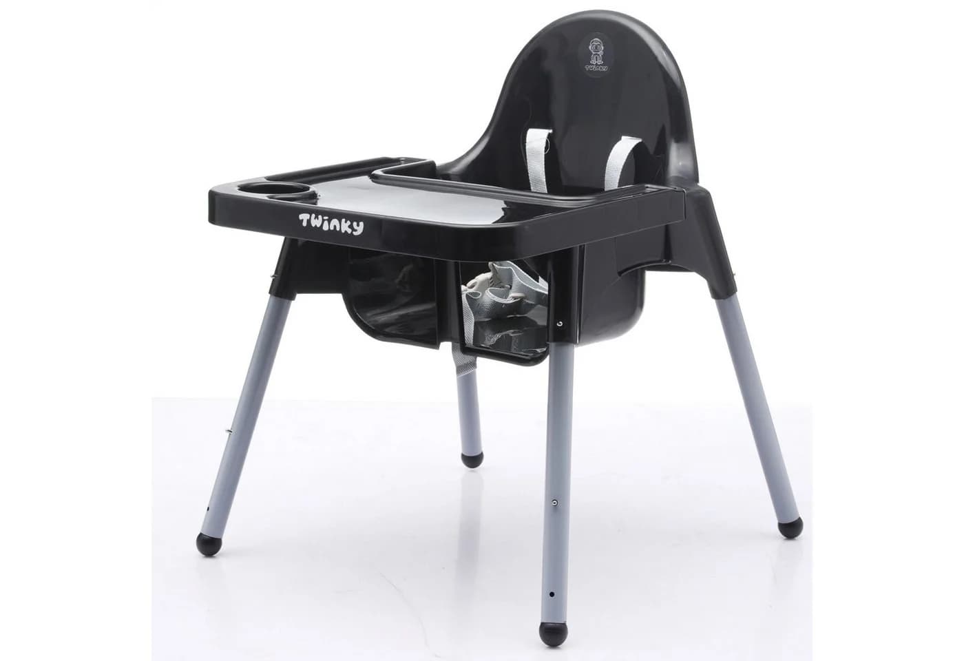 TWINKY Kinderstuhl Baby Hochstuhl Schwarz Höhenverstellbar mit Ledersitzkissen - Bild 5