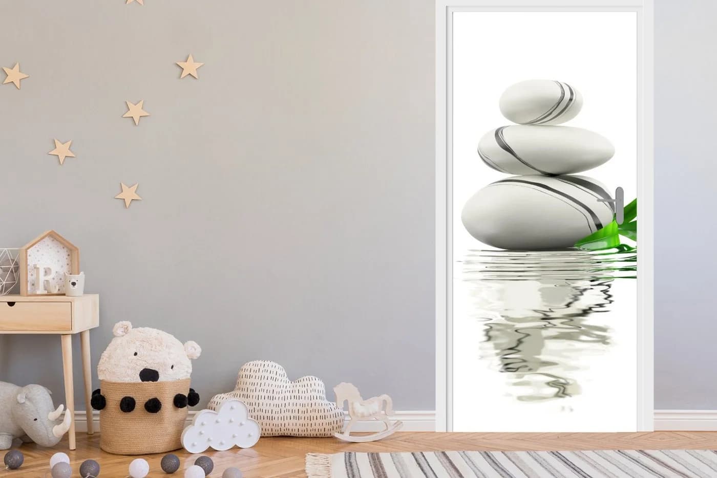 MuchoWow Türtapete Zen-Steine im Wasser Selbstklebend Bunt - Bild 3