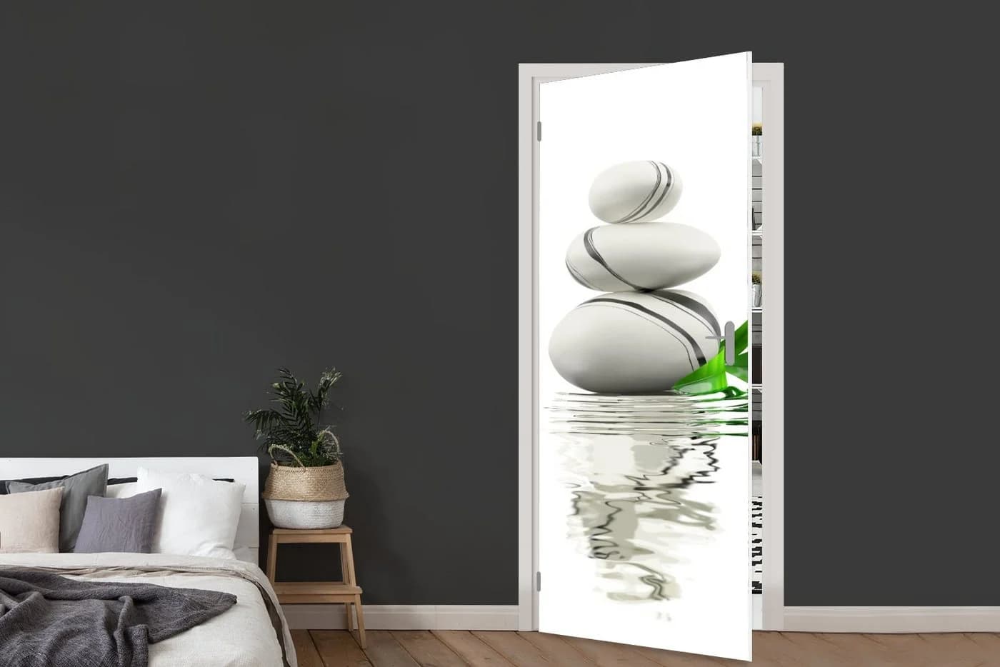 MuchoWow Türtapete Zen-Steine im Wasser Selbstklebend Bunt - Bild 5