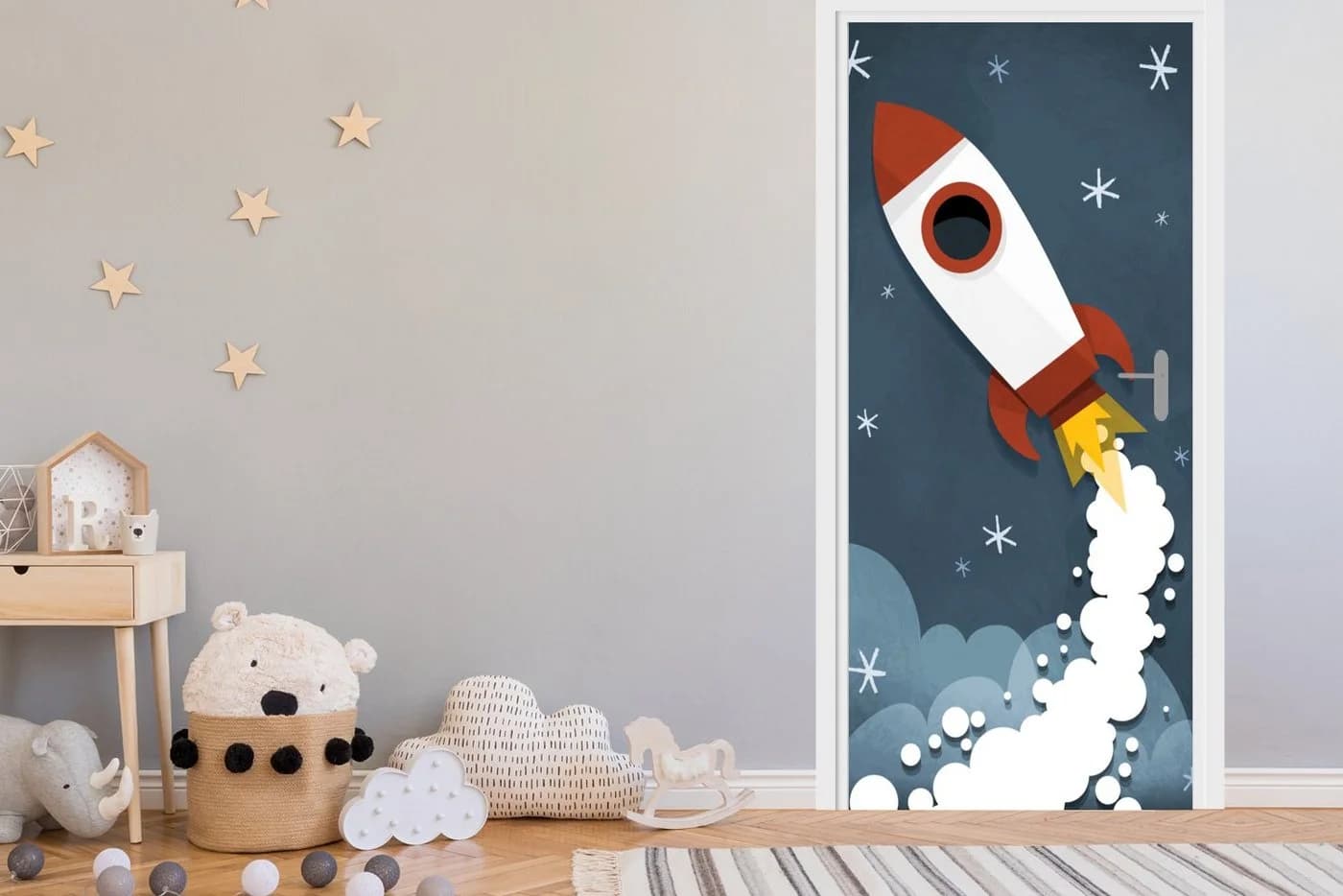 MuchoWow Türtapete Rakete Illustration Selbstklebend Bunt - Bild 3
