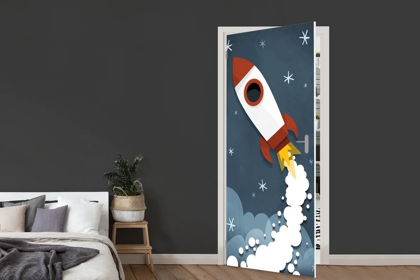 MuchoWow Türtapete Rakete Illustration Selbstklebend Bunt - Bild 5