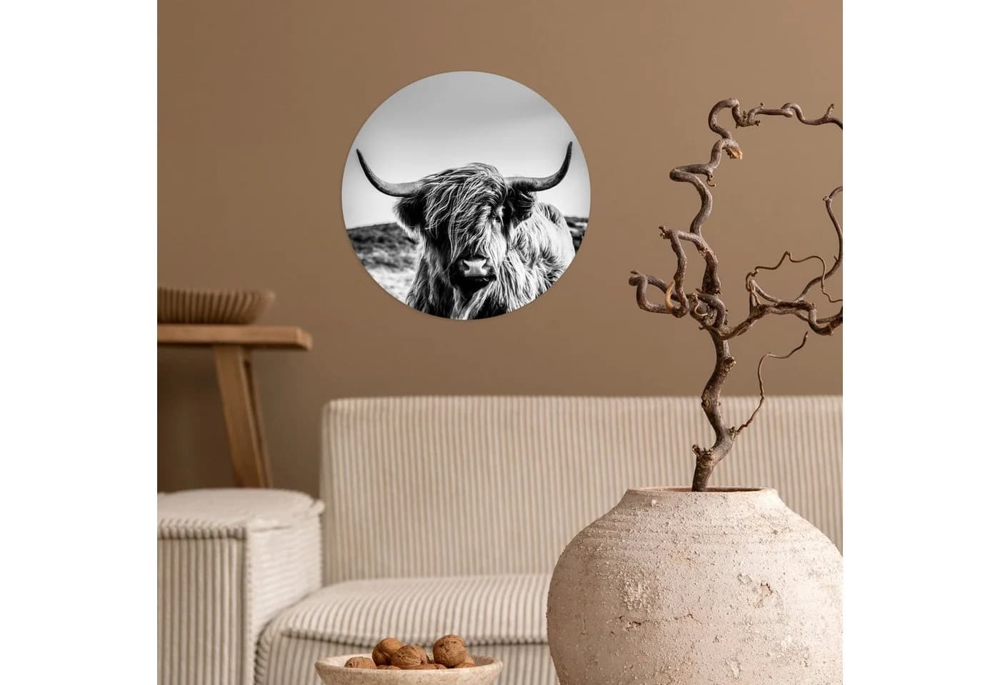 MuchoWow Wandsticker Schottischer Highlander Schwarz-Weiß - Bild 4