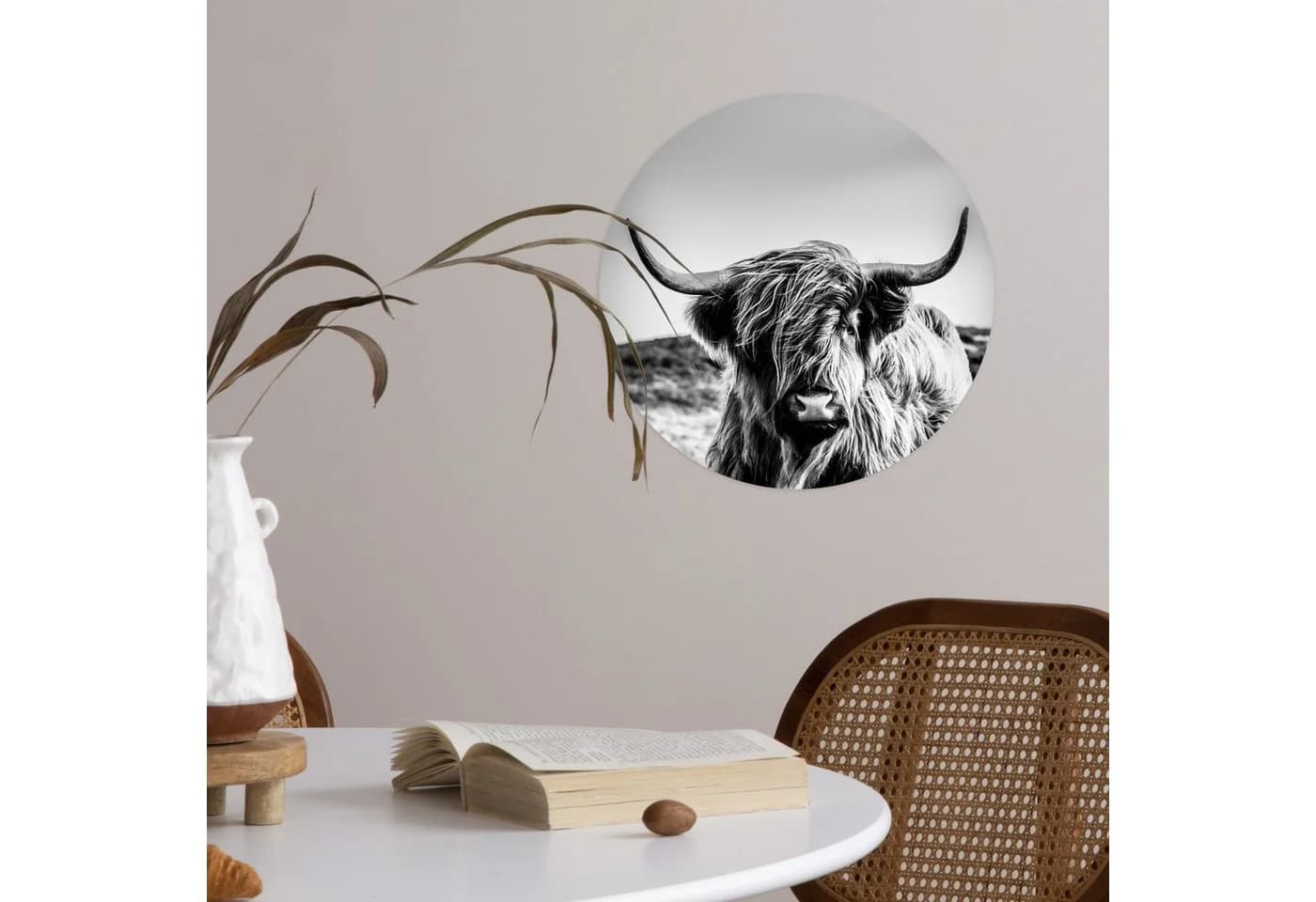 MuchoWow Wandsticker Schottischer Highlander Schwarz-Weiß - Bild 5