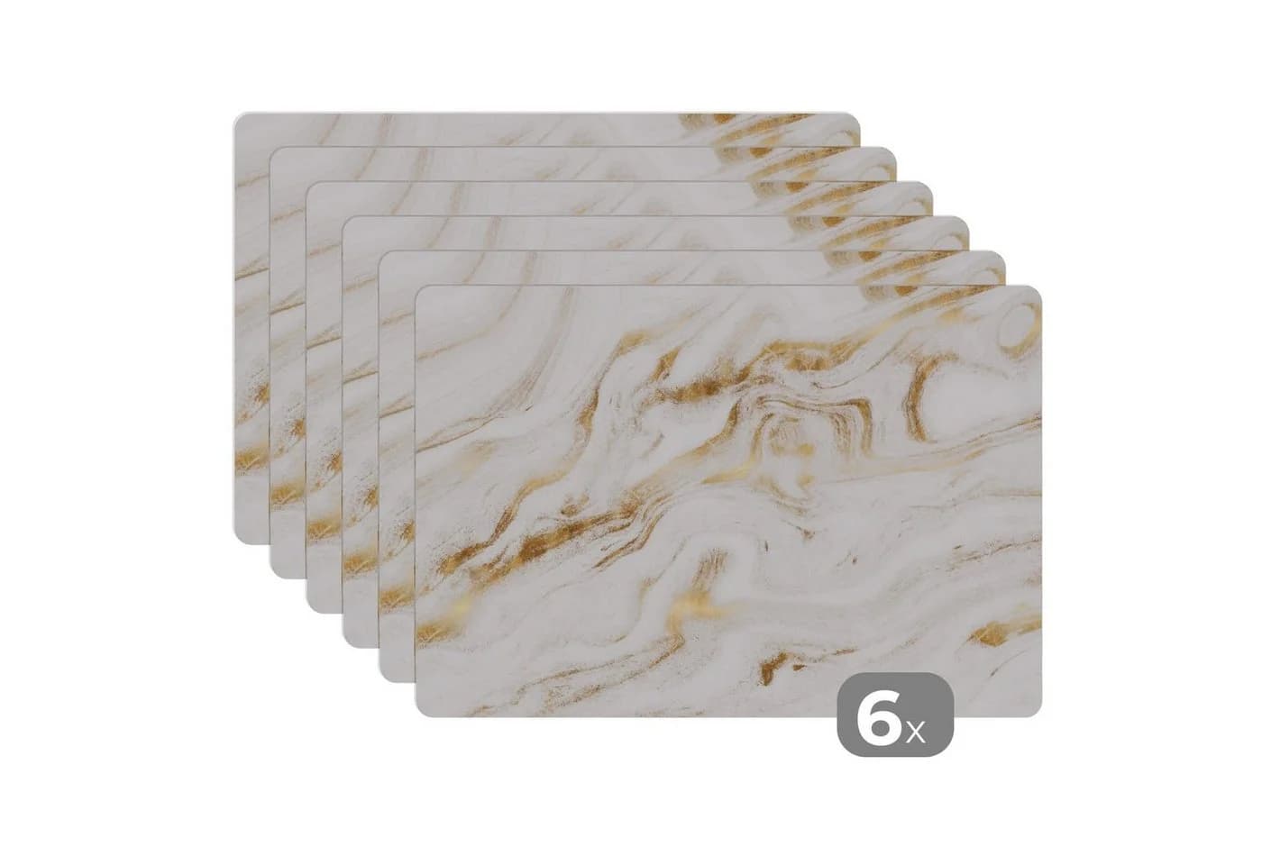 MuchoWow Platzset Marmor Gold Weiß 6-Stück Tischsets Abwaschbar - Bild 2