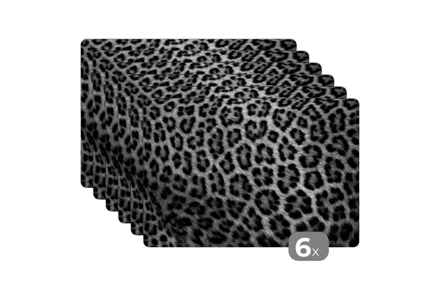 MuchoWow Platzset Pantherdruck Schwarz/Weiß 6-Stück Tischsets - Bild 2