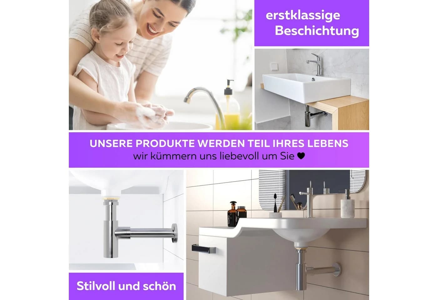 M. Rosenfeld Design-Siphon Edelstahl mit Pop Up Ventil & Reinigungsöffnung - Bild 4