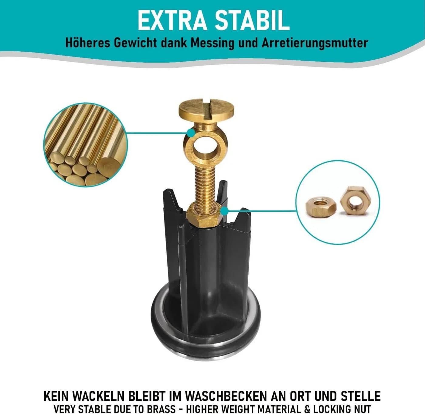 Arteneur Waschbeckenstöpsel Silber Epoxidharz & Messing - Bild 3