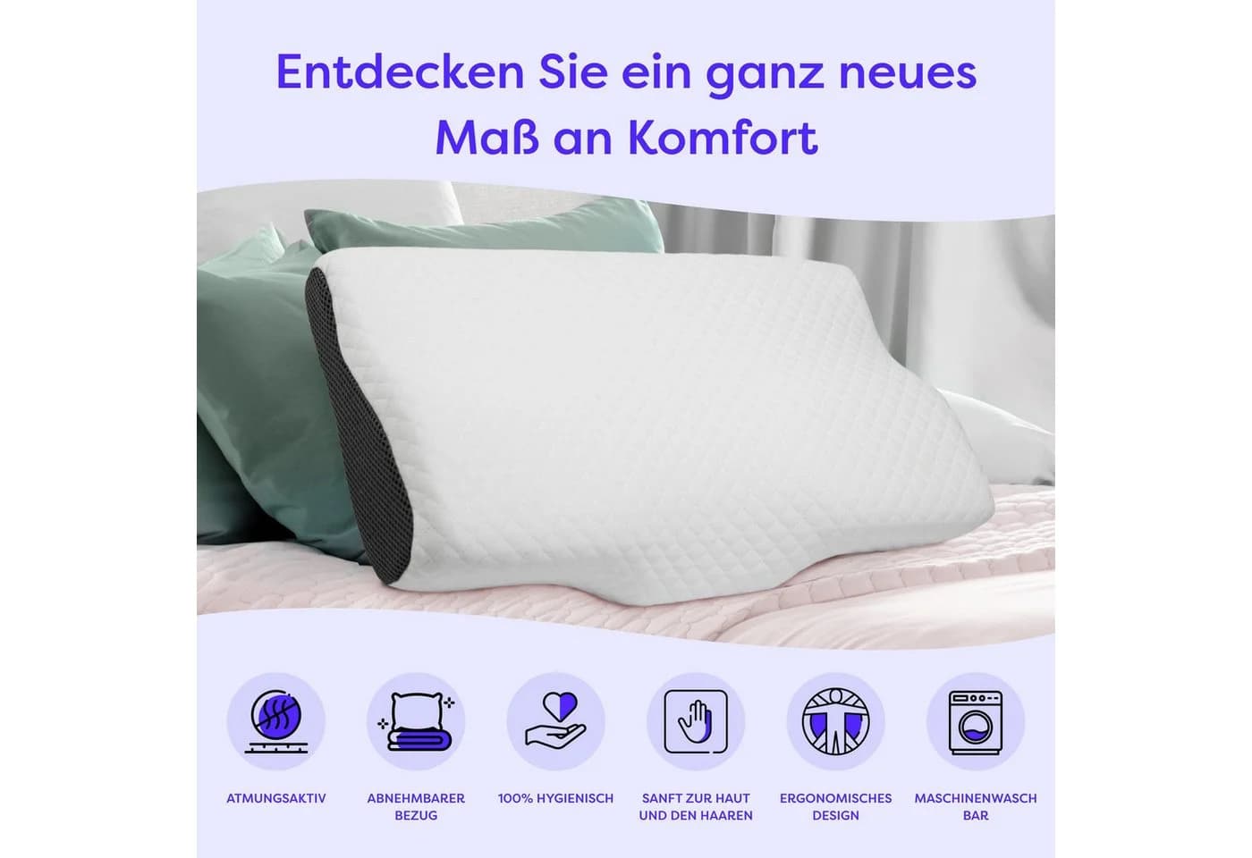 WOLKENFELD Nackenrolle Arnold-Nackenkissen Weiß Viskoschaum - Bild 3