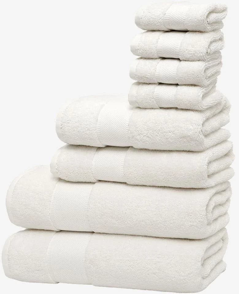 Handtuch Set WOLKENFELD Premium Low-Twist Baumwolle 8-teilig Weiß - Bild 2