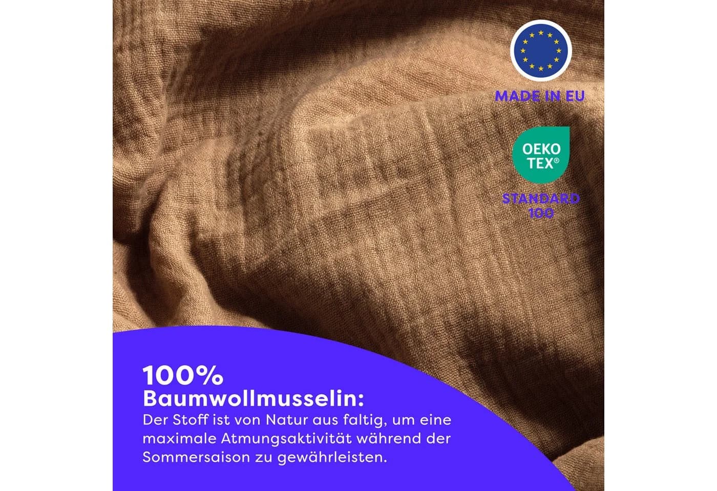 Wolkenfeld Premium Musselin Bettwäsche Caffee - Bild 3