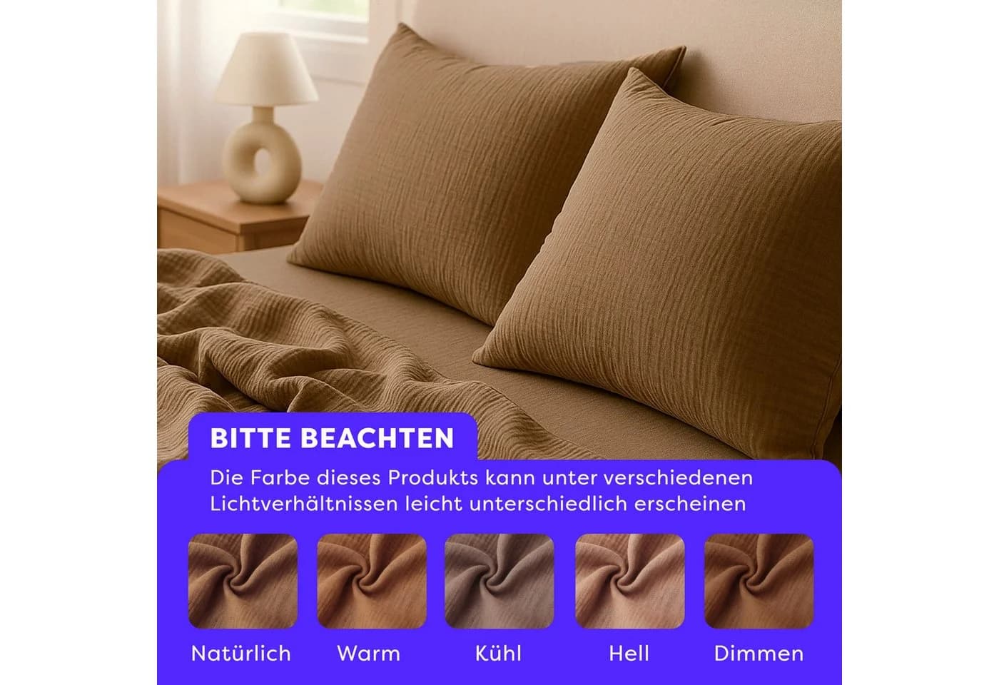 Wolkenfeld Premium Musselin Bettwäsche Caffee - Bild 5