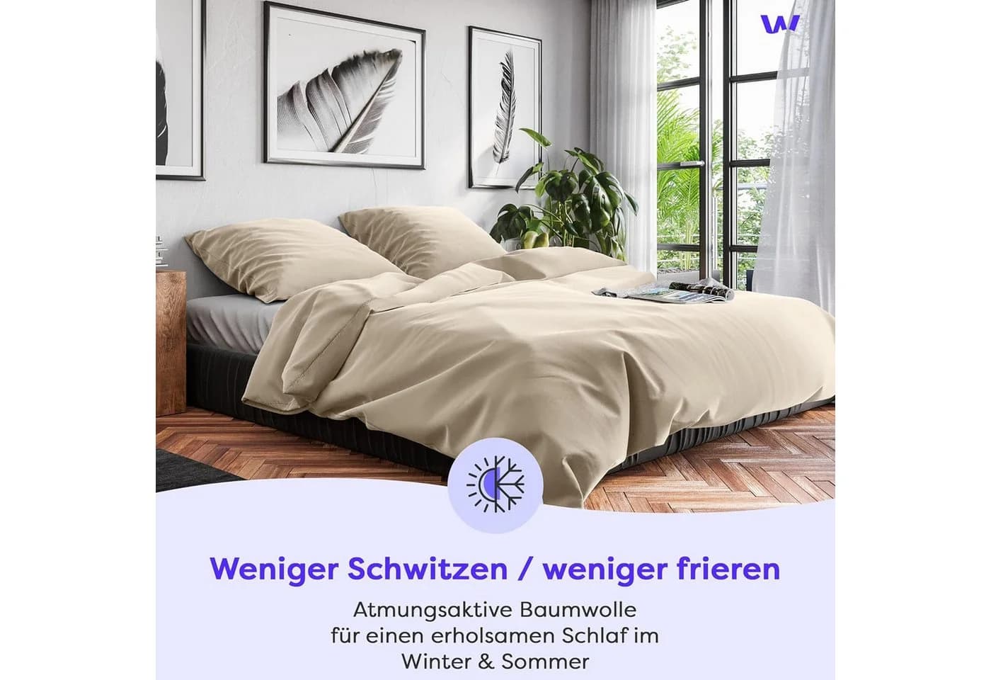 Kissenbezug WOLKENFELD Renforcé Baumwolle Beige - Bild 4
