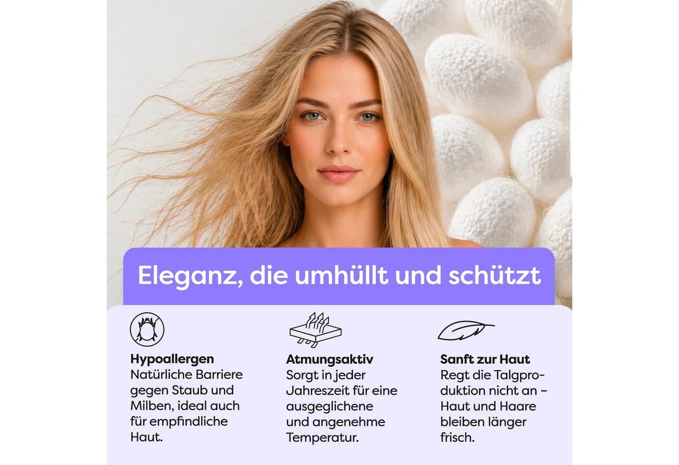 Wolkenfeld Seidenkissenbezug 100% Maulbeerseide 22 Momme 6A OEKO-TEX - Bild 3
