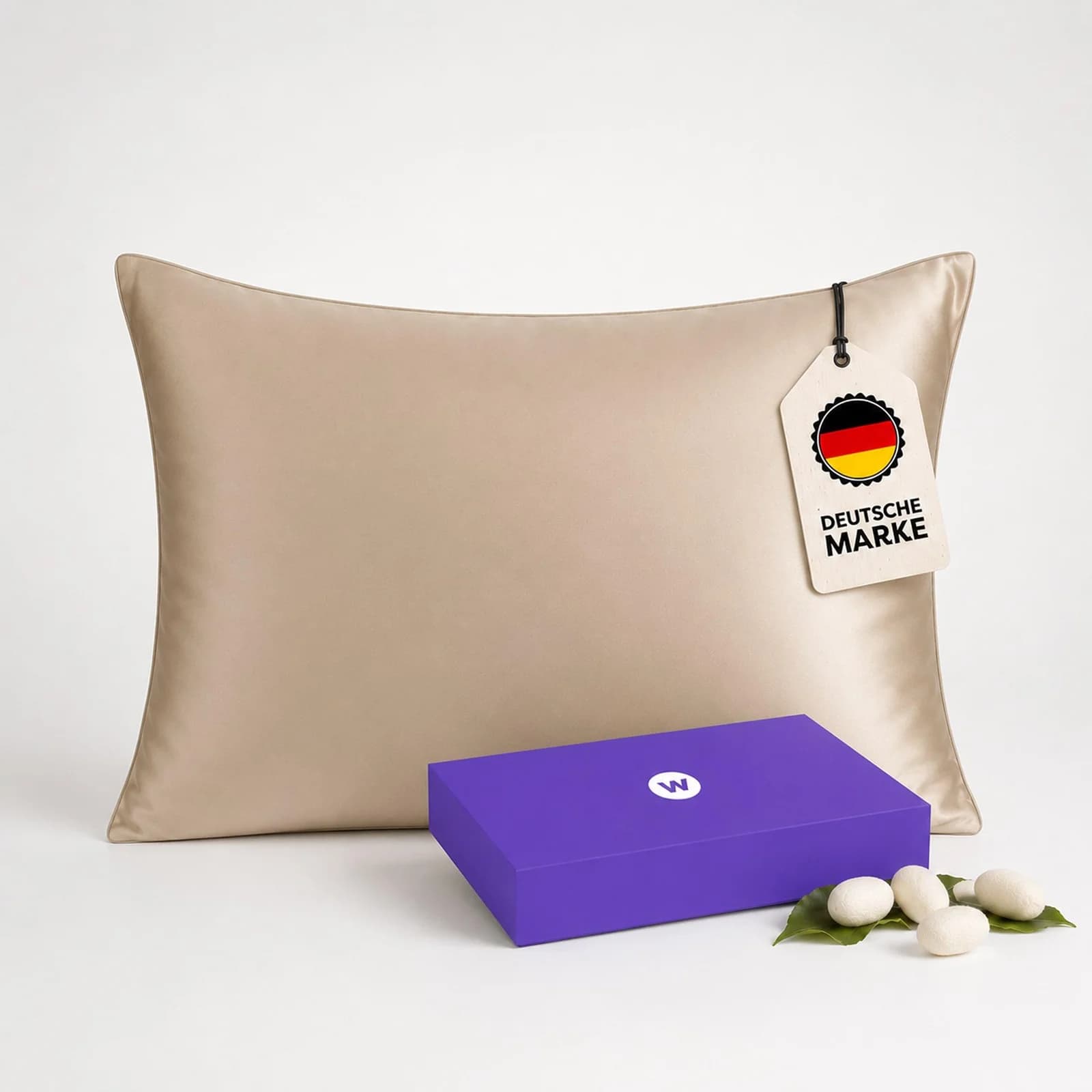 Wolkenfeld Seidenkissenbezug 100 % Maulbeerseide Beige 40x80 cm