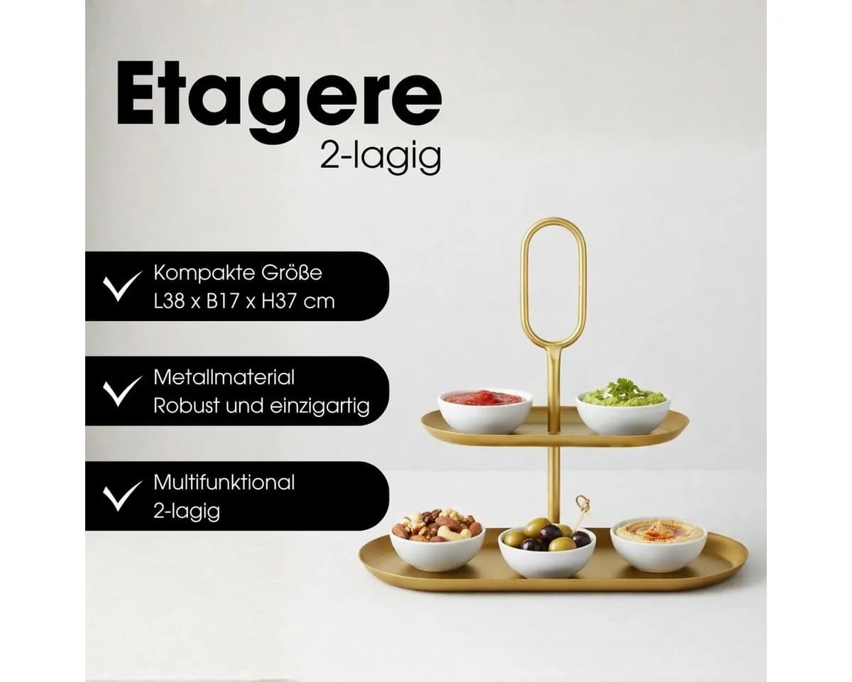 Mica Decorations Rama Etagere 2 Etagen Gold Metall