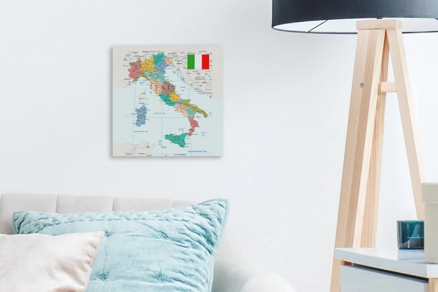 OneMillionCanvasses® Leinwandbild Karte von Italien Fotodruck Wandbild - Bild 3