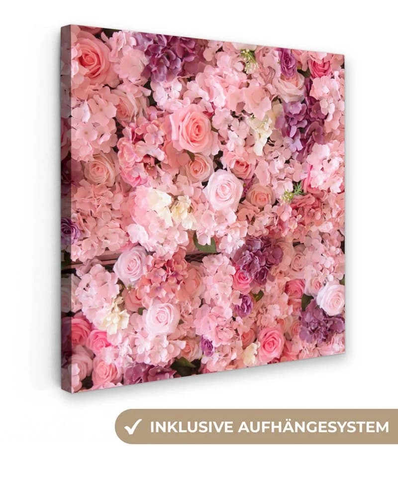 OneMillionCanvasses® Leinwandbild Blumen Rosa Rosen Fotodruck Wandbild - Bild 2