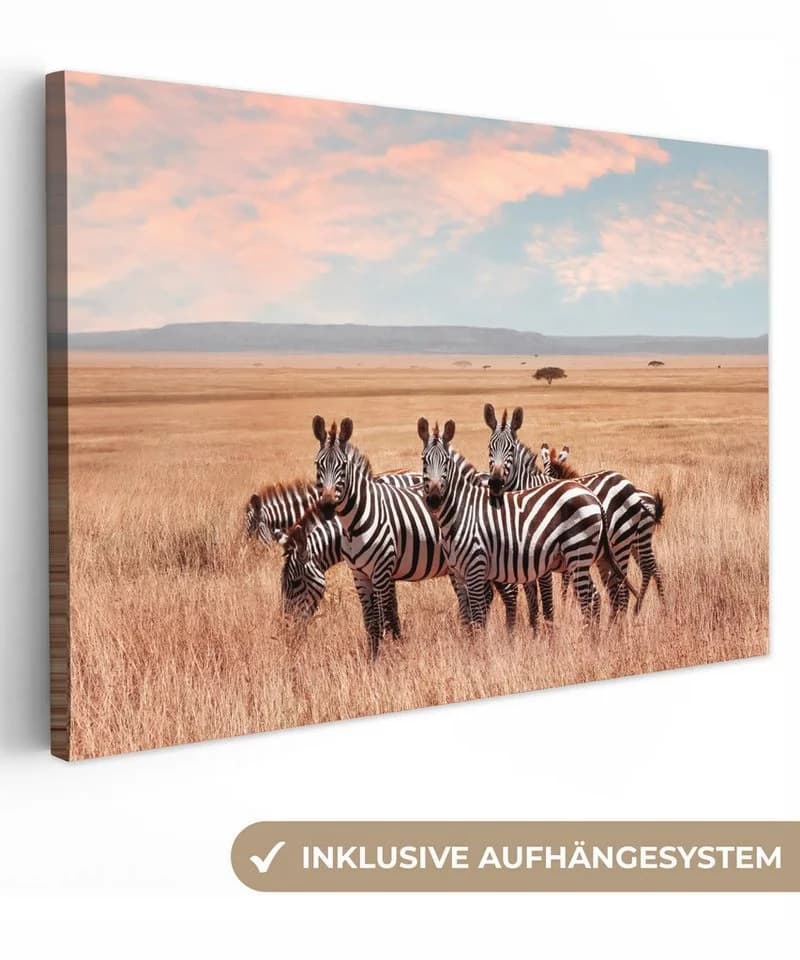 OneMillionCanvasses® Leinwandbild Zebras auf dem Lande 30x20 cm - Bild 2