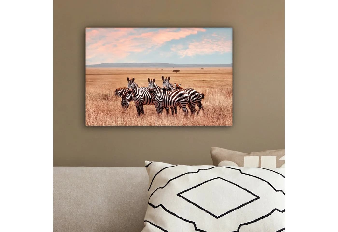 OneMillionCanvasses® Leinwandbild Zebras auf dem Lande 30x20 cm - Bild 4
