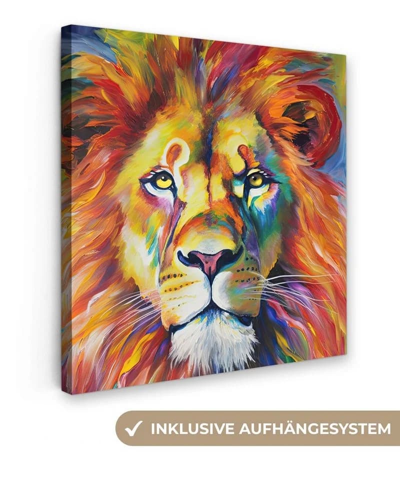 OneMillionCanvasses® Leinwandbild Löwe - Ölfarbenoptik - Kunst - Tiere - Bild 2
