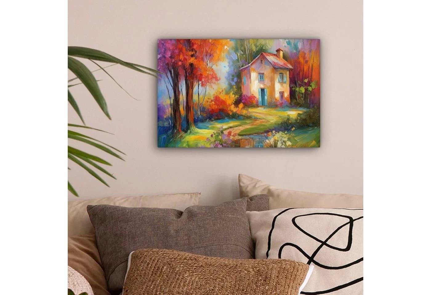 OneMillionCanvasses® Leinwandbild Landschaft Bunt Ölfarbenoptik