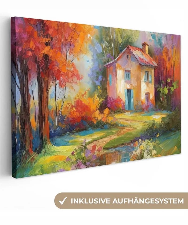 OneMillionCanvasses® Leinwandbild Landschaft Bunt Ölfarbenoptik - Bild 2
