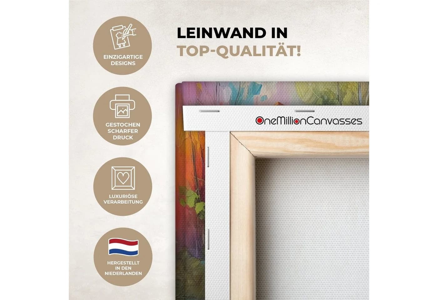 OneMillionCanvasses® Leinwandbild Landschaft Bunt Ölfarbenoptik - Bild 3
