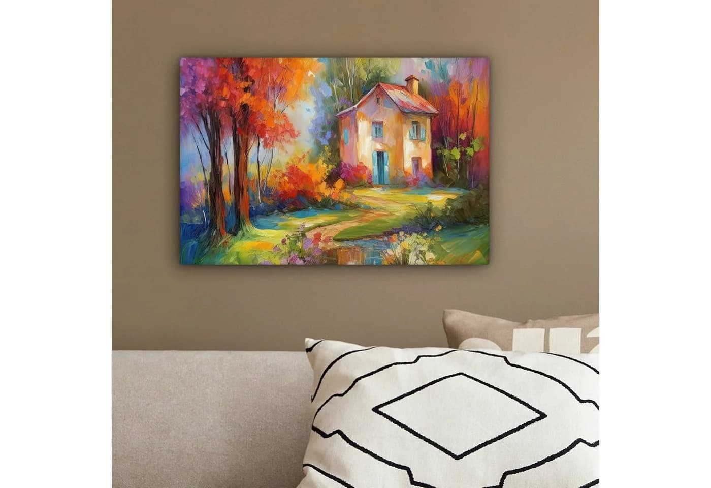 OneMillionCanvasses® Leinwandbild Landschaft Bunt Ölfarbenoptik - Bild 4