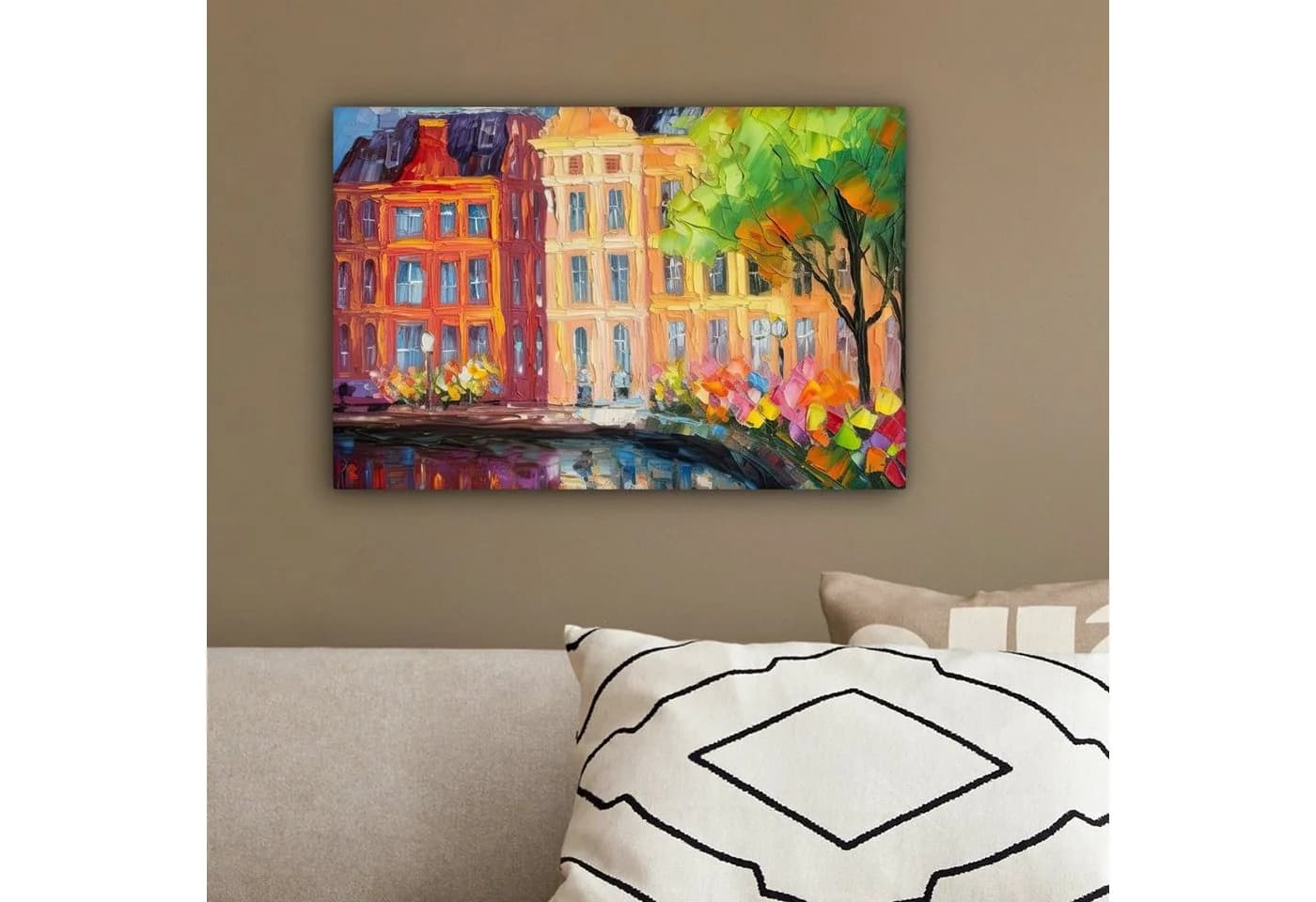 OneMillionCanvasses® Leinwandbild Amsterdam Ölfarbenoptik Bunt - Bild 4