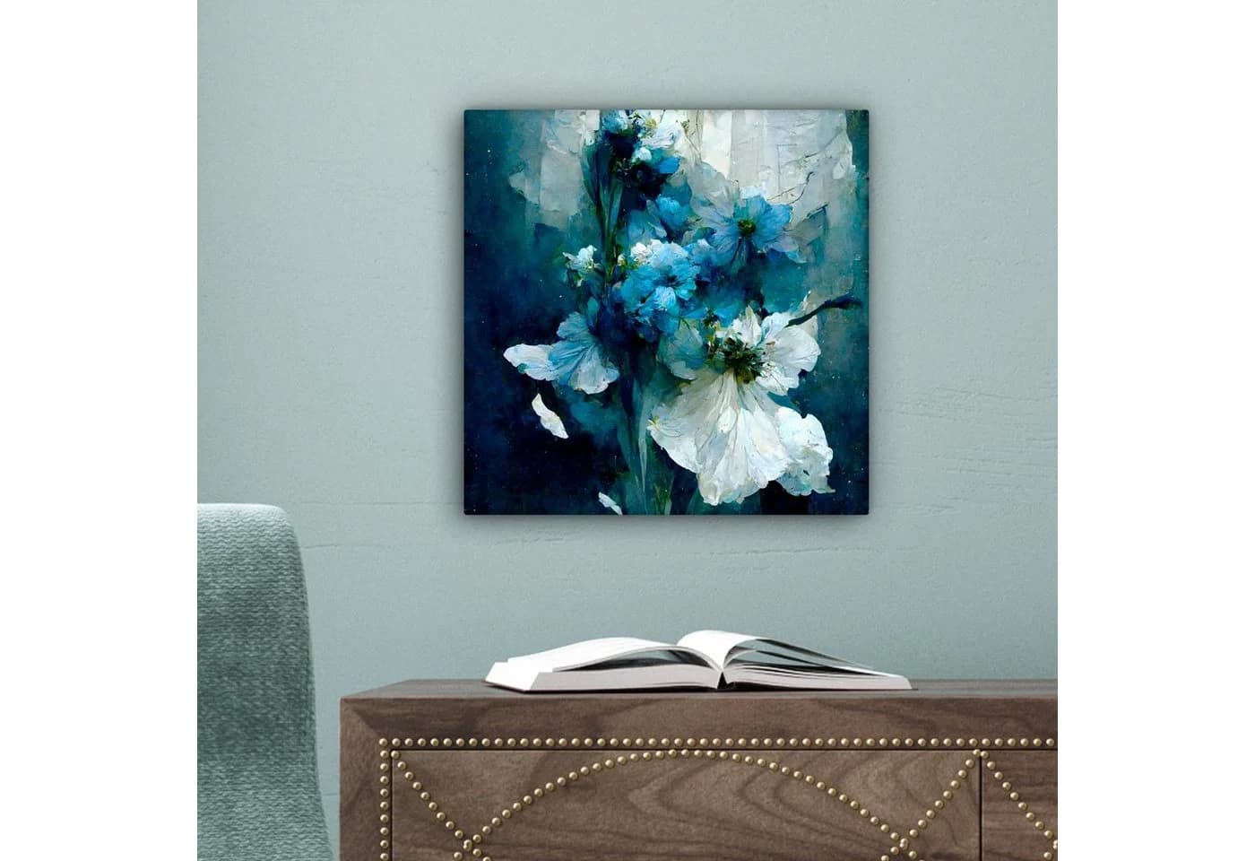 OneMillionCanvasses® Leinwandbild Blauer Blumenstrauß Wandbild Deko - Bild 5