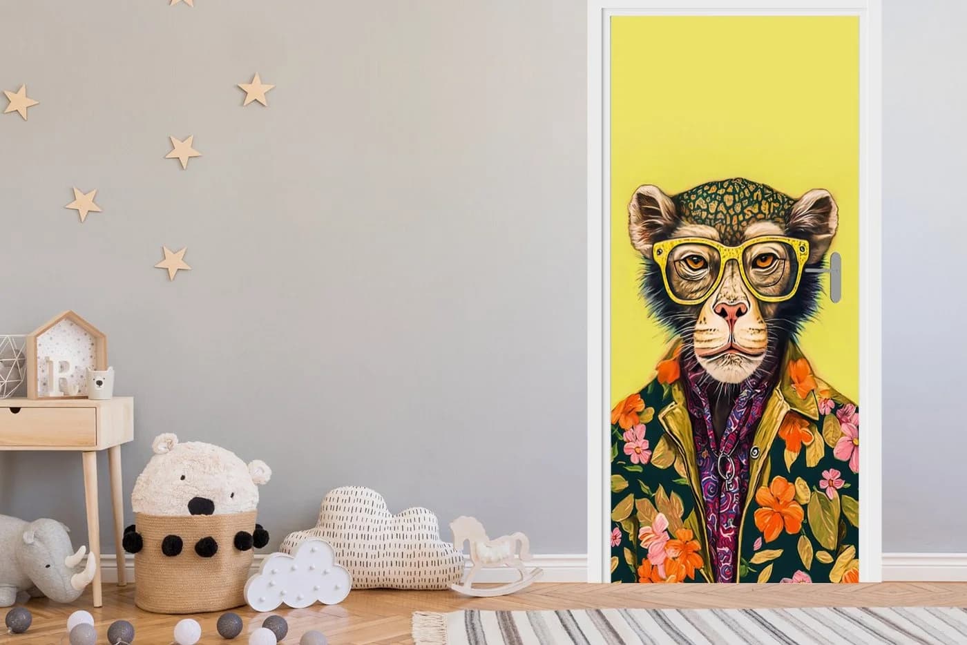 MuchoWow Türtapete Affe Bunt Selbstklebend - Bild 3