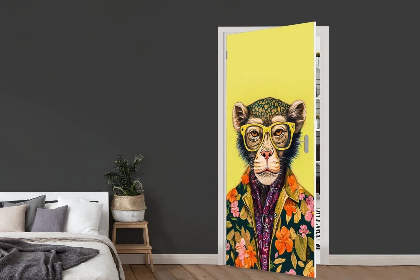 MuchoWow Türtapete Affe Bunt Selbstklebend - Bild 5