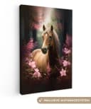 OneMillionCanvasses® Leinwandbild Pferd - Blumen - Rosa - Natur - Wald Bild 2