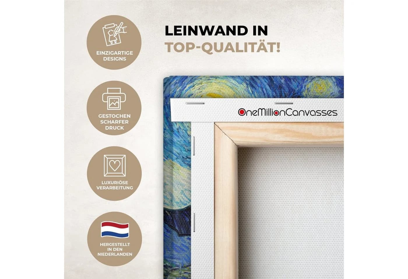 OneMillionCanvasses® Leinwandbild Die Sternennacht - Vincent van Gogh - Bild 3