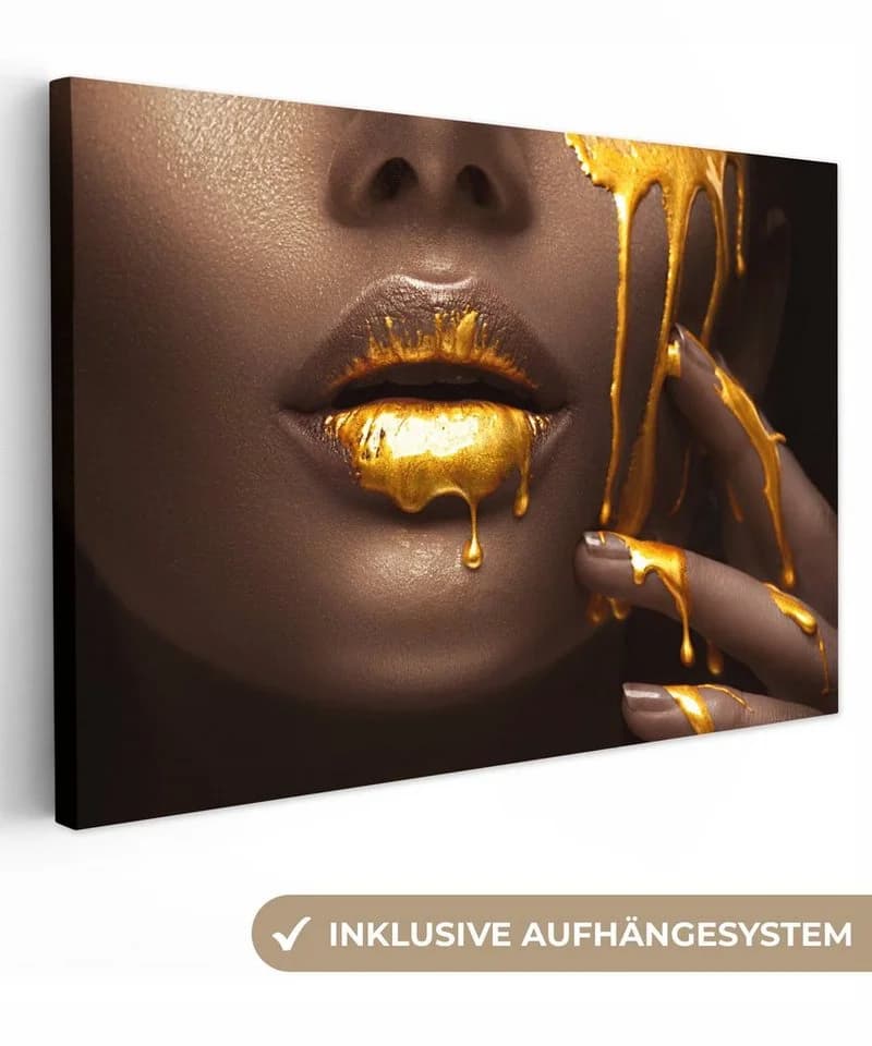 OneMillionCanvasses® Leinwandbild Gold Frau Wanddekoration - Bild 2