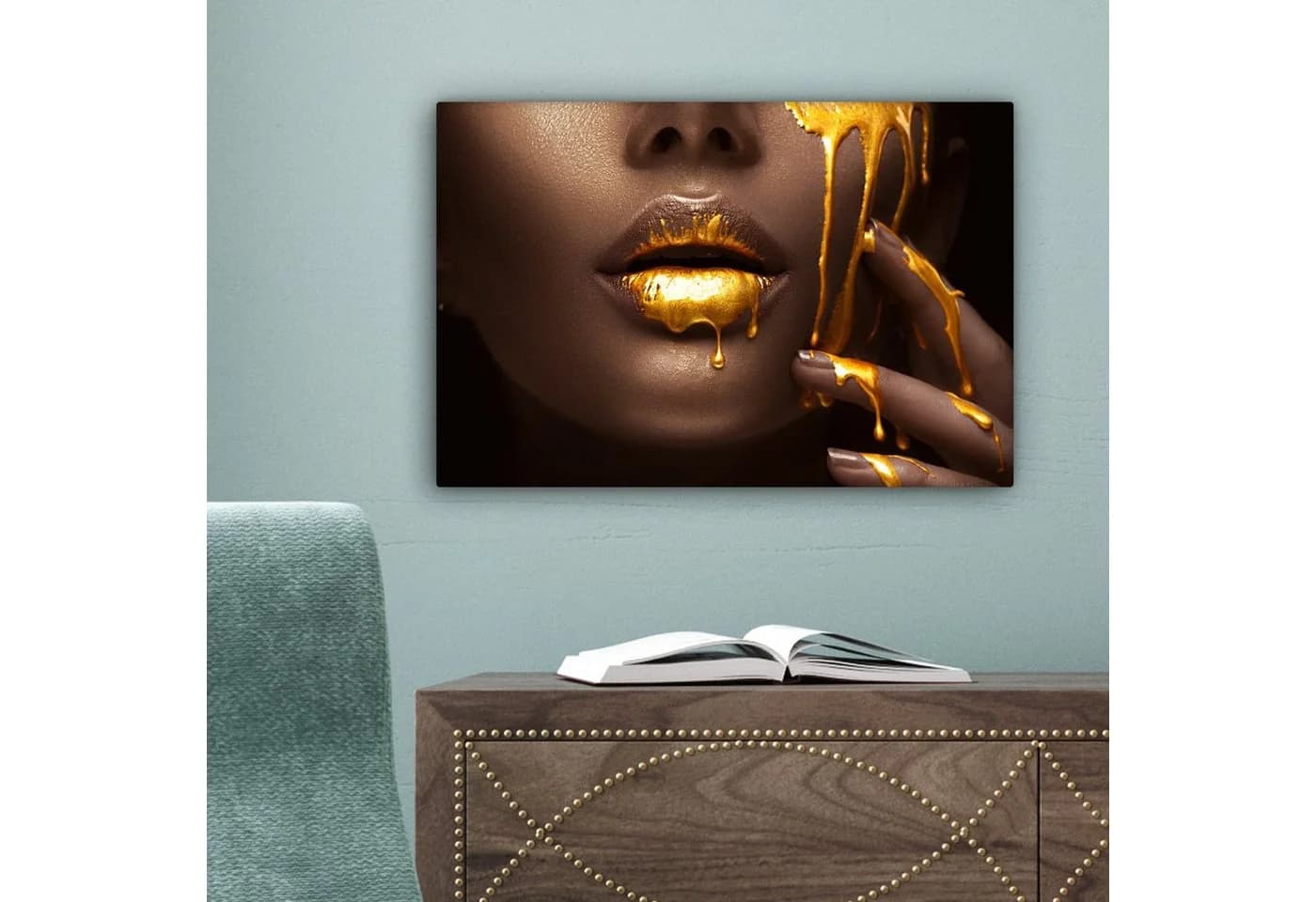 OneMillionCanvasses® Leinwandbild Gold Frau Wanddekoration - Bild 5