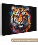 OneMillionCanvasses® Leinwandbild Tiger Graffiti Tiere Schwarz Fotodruck Bild 2
