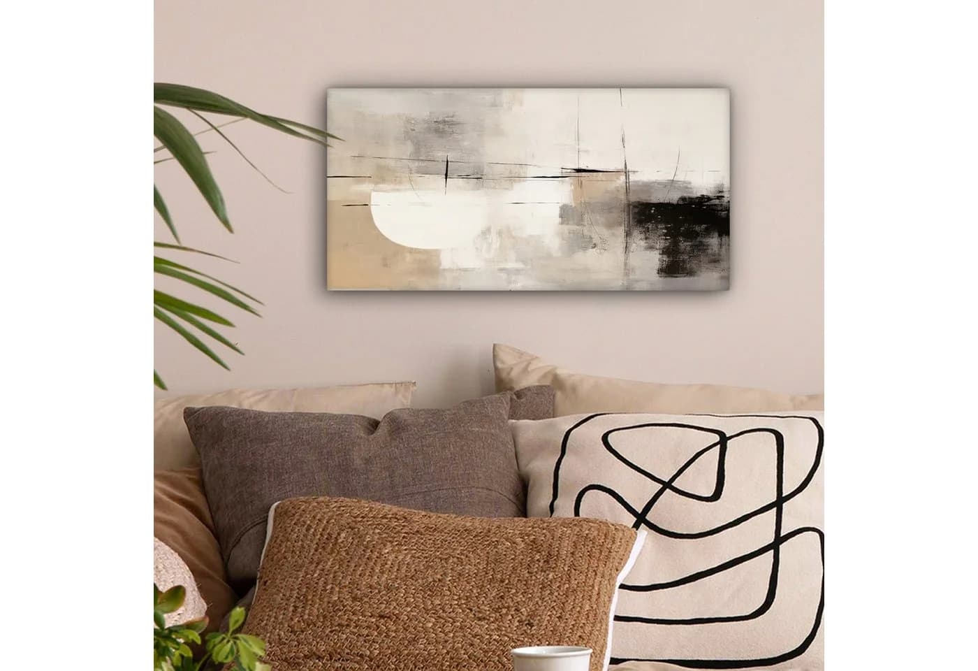 OneMillionCanvasses® Leinwandbild Panorama Abstrakt - Kunst - Grau