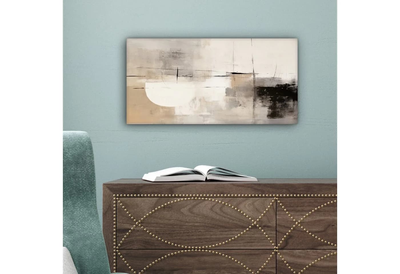 OneMillionCanvasses® Leinwandbild Panorama Abstrakt - Kunst - Grau - Bild 5