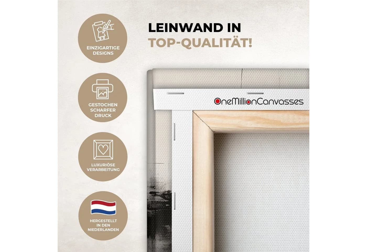 OneMillionCanvasses® Leinwandbild Abstrakt - Kunst - Grau, Fotodruck 30x20 cm - Bild 3
