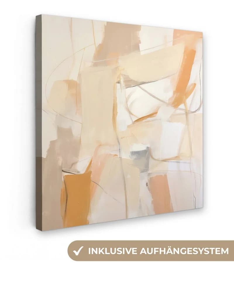 OneMillionCanvasses® Leinwandbild Abstrakt Beige Orange Kunst Modern - Bild 2
