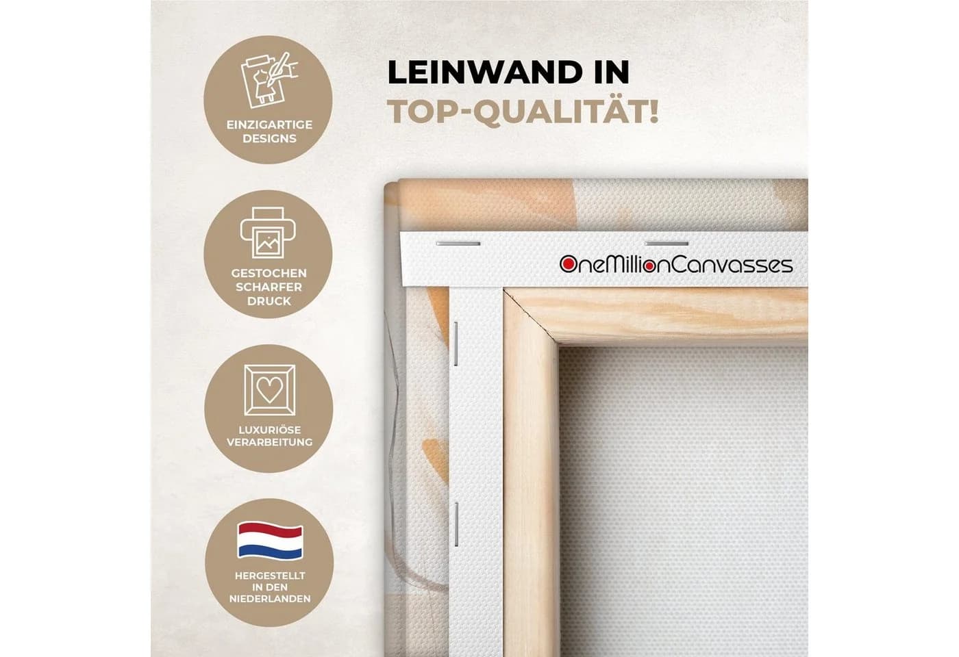 OneMillionCanvasses® Leinwandbild Abstrakt Beige Orange Kunst Modern - Bild 3